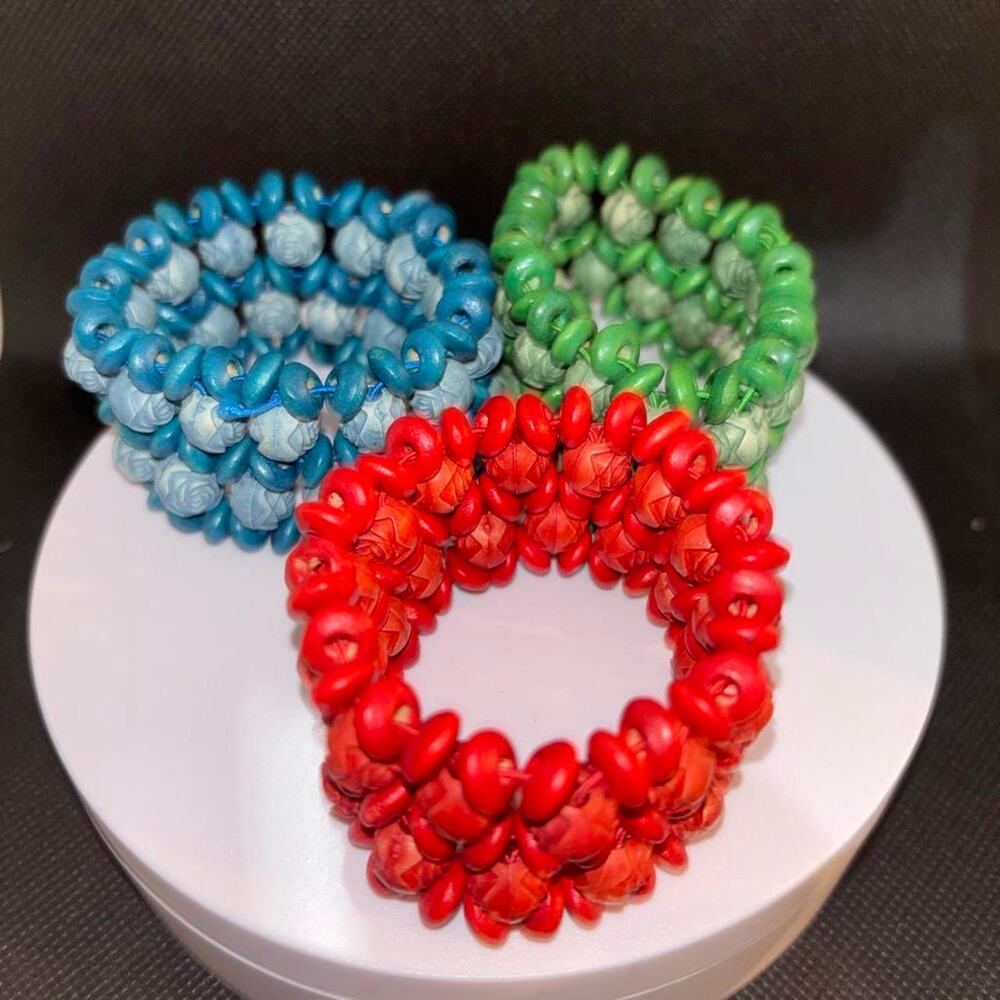 Handmade beaded hair ties in
